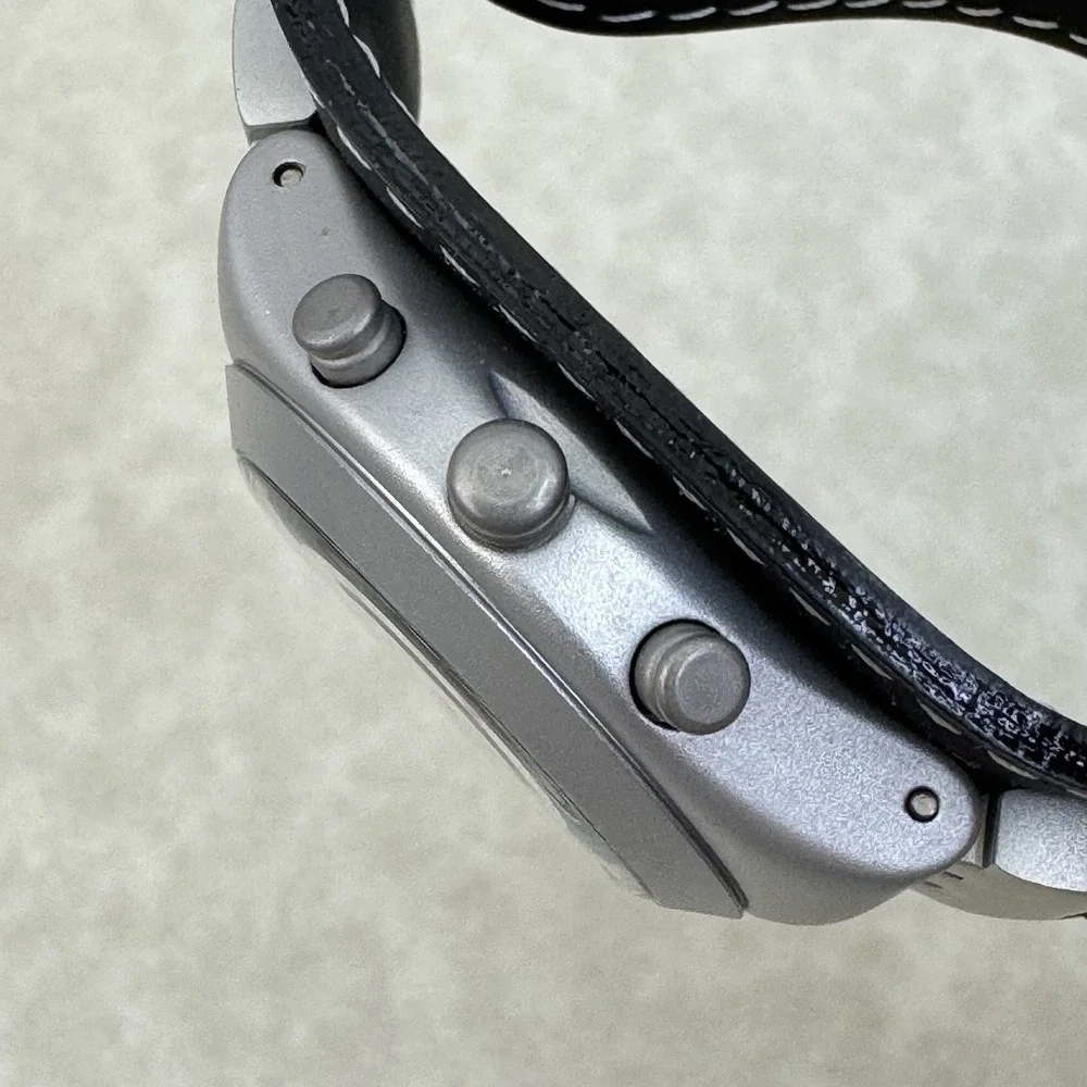 Black Beast‎ Swatch Midi Chrono Leather Strap- YMS1005 (Untested, Needs Battery)